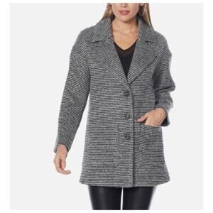Avec Les Filles Women's Sz M Gray Jacket Coat Soft Knit Double Button Pockets